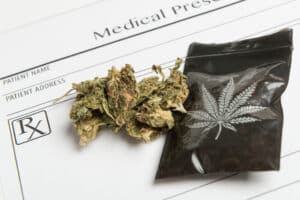 Bag of medical cannabis being prescribed to a patient